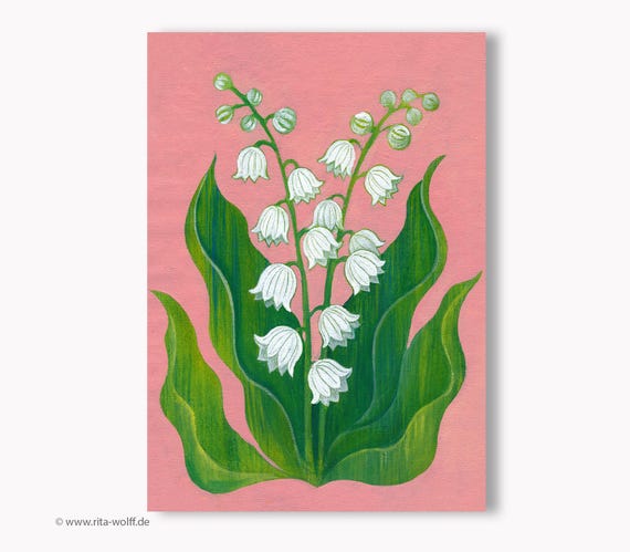 Lily of the Valley, Spring Flowers, Print Poster - Fine Art Print Flower - A4 Art Poster Painting - Home Decor (11.7 x 8.3 in)