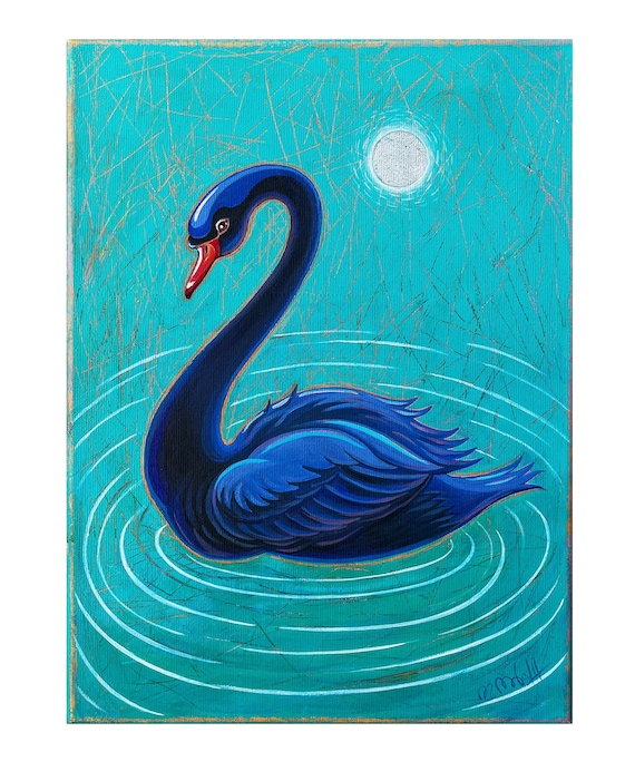 Schwarzer Schwan , Acryl auf Leinwand 30 x 40 cm