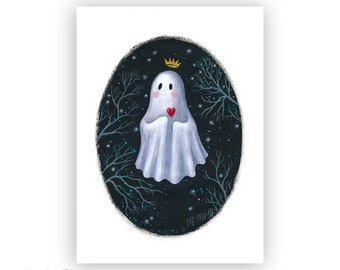 Ghost Print - Art Print - Halloween Ghost Art - Creepy Wall Decor - Creepy Cute Art - Pop Surrealism Art