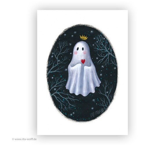 Ghost Print - Art Print - Halloween Ghost Art - Creepy Wall Decor - Creepy Cute Art - Pop Surrealism Art