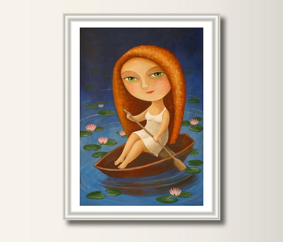 Boat, Illustration, Art Print  from original acrylic painting, A4 (297 x 210mm), (11.7 x 8.3 in)