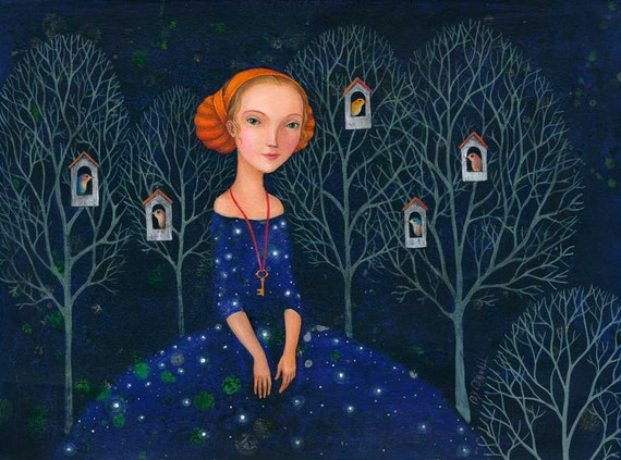 Key, Picture, art print, print of original acrylic painting , A4 (297 x 210mm), (11.7 x 8.3 in)