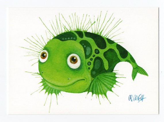 Postcard "Fish"green