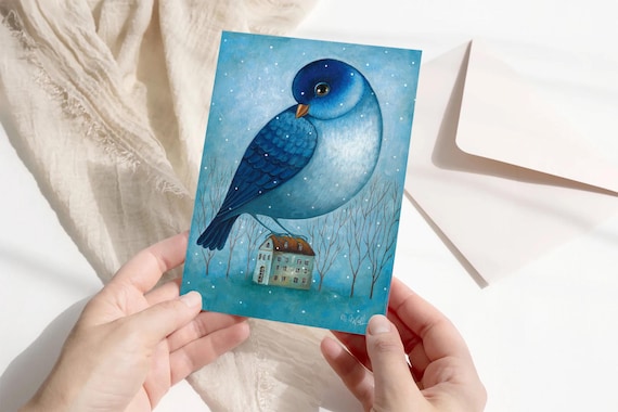 Postcard Bird Swallow . A6 art card greeting card Artist: Rita Wolff
