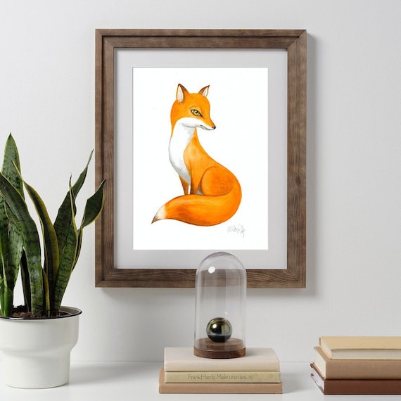 Fox Art Print, Animal Picture, Red Fox Art Print, Fox Watercolor Original, Print