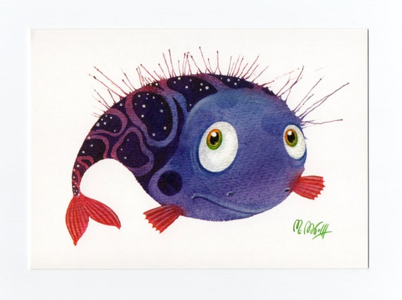 Postcard, Fish, violet