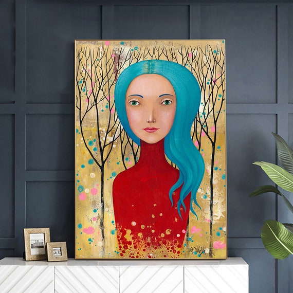 Girl Portrait Original Acrylic Painting  Hand Painted