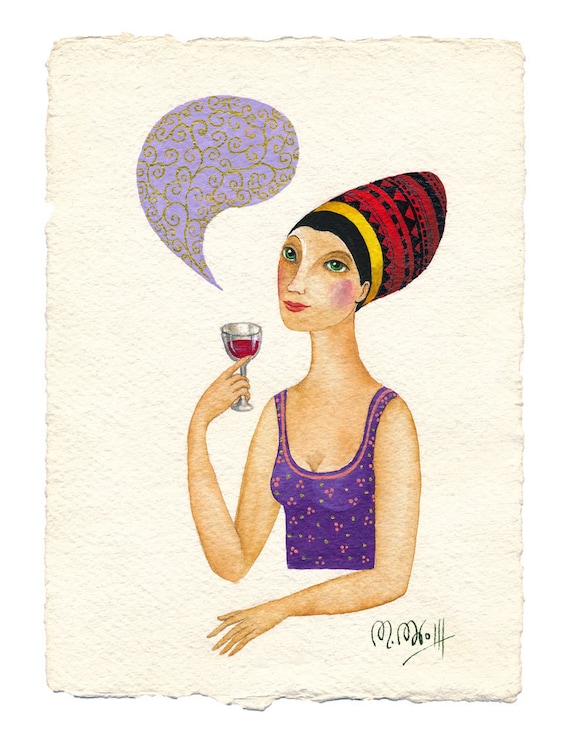 Original Watercolor, Picture Woman, FINE ART , Illustration,