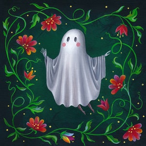 Little Ghost Print Art Print Halloween Ghost Art Creepy Wall Decor Creepy Cute Art Pop Surrealism Art image 2