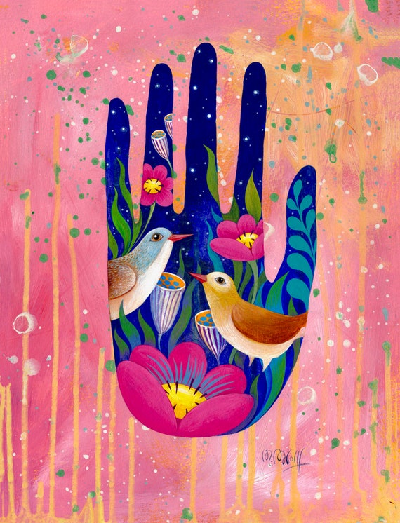 Hand Illustration Art Print  from original acrylic painting