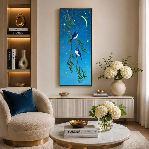 Schwalben Acrylauf Leinwand, 30 x 70 cm