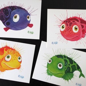 Postcard Fish, set of 4 postcards
