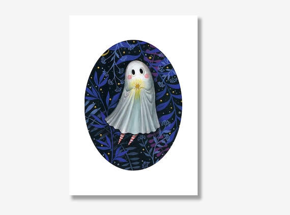 Ghost Print - Art Print - Halloween Ghost Art - Creepy Wall Decor - Creepy Cute Art - Pop Surrealism Art