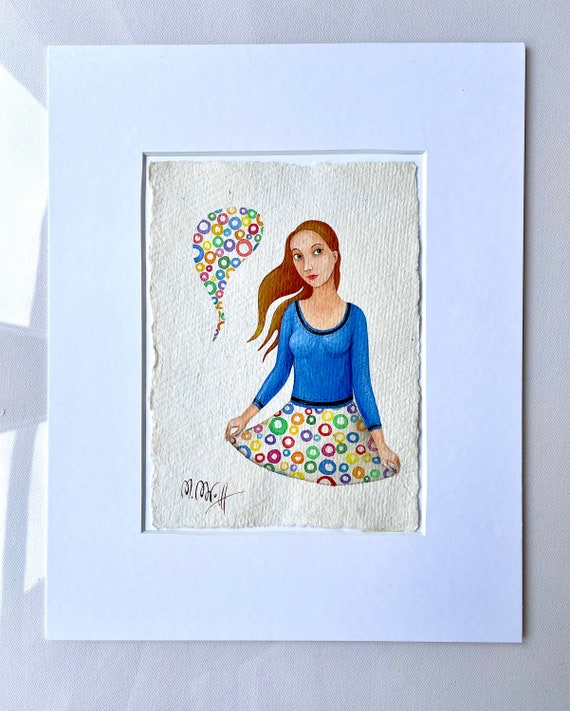 Original Watercolor  Picture Woman FINE ART  Illustration Handmade Paper