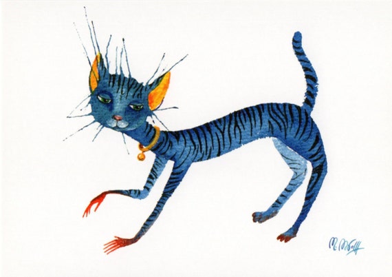 Postcard "blue cat"