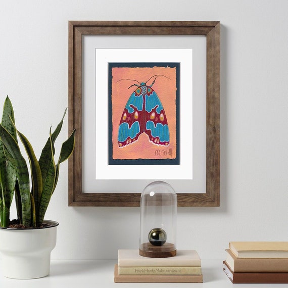 Minimalist Painting Butterfly Moth Original Painting on Watercolor Paper Nursery Wall Art