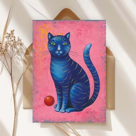 Postkarte A6 Blaue Katze
