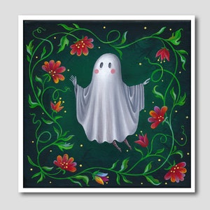 Little Ghost Print Art Print Halloween Ghost Art Creepy Wall Decor Creepy Cute Art Pop Surrealism Art image 1