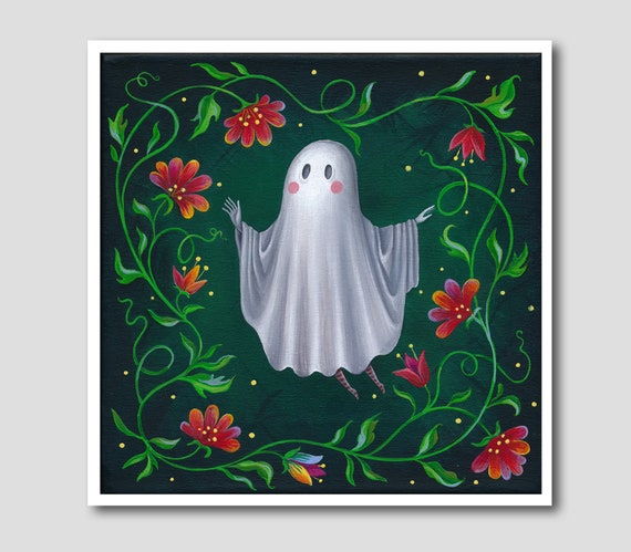 Little Ghost Print - Art Print - Halloween Ghost Art - Creepy Wall Decor - Creepy Cute Art - Pop Surrealism Art