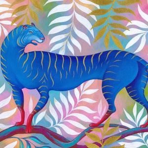 Tiger Postcard Art Postcard A6 Print Blue Tiger Art Print Art Card, Artist Rita Wolff image 3