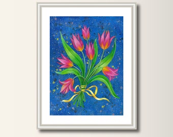 Tulips  Original acrylic painting on paper 30 x 40cm