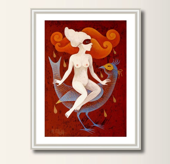 Art Print, Illustration,  from original acrylic painting, A4 (297 x 210mm), (11.7 x 8.3 in)