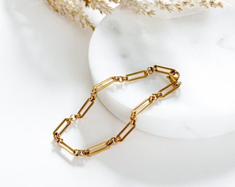 Paper Clip Chain Bracelet | gold stainless steel link bracelet | The Juneberry Co