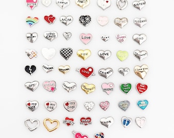 HEART FLOATING CHARMS, Floating Charms, Heart Charms, Locket Charms, Floating Locket Charms, Heart Locket Charms, Hearts