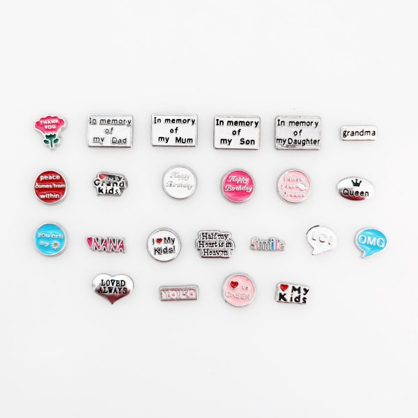 MESSAGE FLOATING CHARMS, Floating Charms For Lockets, Charms, Locket Charms, Floating Locket Charms, Locket Charms, Messages