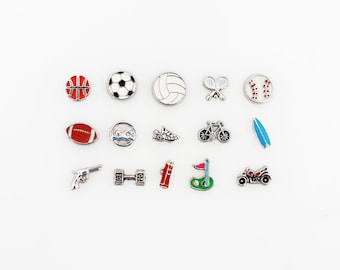 SPORT FLOATING CHARMS, Floating Charms For Lockets, Charms, Locket Charms, Floating Locket Charms, Locket Charms, Sport