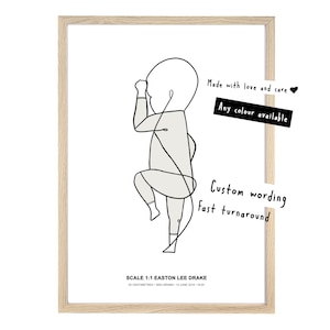 DAS GEBURTSPOSTER, BabyPoster, Geburtsposter im Maßstab 1:1, personalisiertes Babyposter, KinderzimmerAndenken, Neugeborenen Zeichnung,
