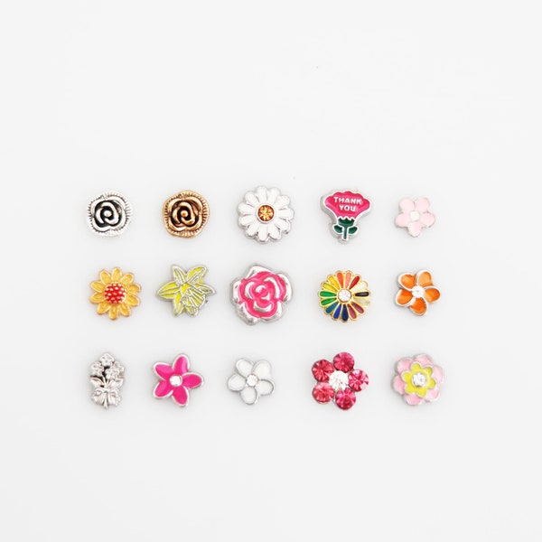 FLOWER FLOATING CHARMS, Floating Charms For Lockets, Flower Charms, Locket Charms, Floating Locket Charms, Flower Locket Charms, Flowers