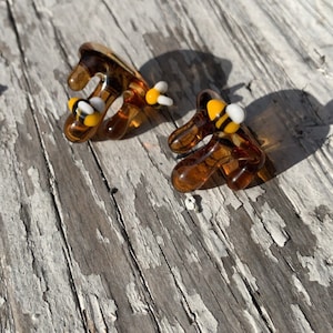 Glass hat pin honey drippy bee made to order