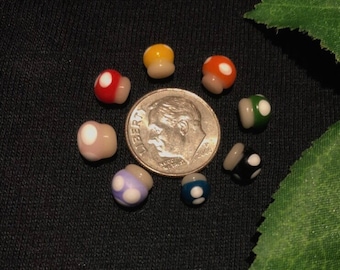 Glass miniature mushroom marble pearl - 1pc