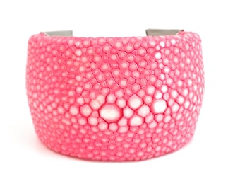 Pearl Stingray lederen Manchet armband roze