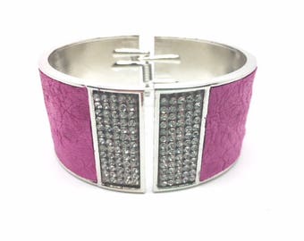 Bracelet cuir de dinde fushia