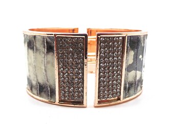 Leather Python and rhinestone bracelet