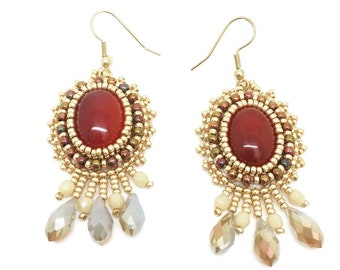 Carnelian and golden earrings