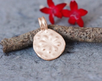 Rose Gold Pendant, 14k Pendant, Gold Flower Pendant, Solid Gold Pendant, Vintage Pendant, Gold Boho Pendant, 22k Gold Jewelry, 18K, Rustic