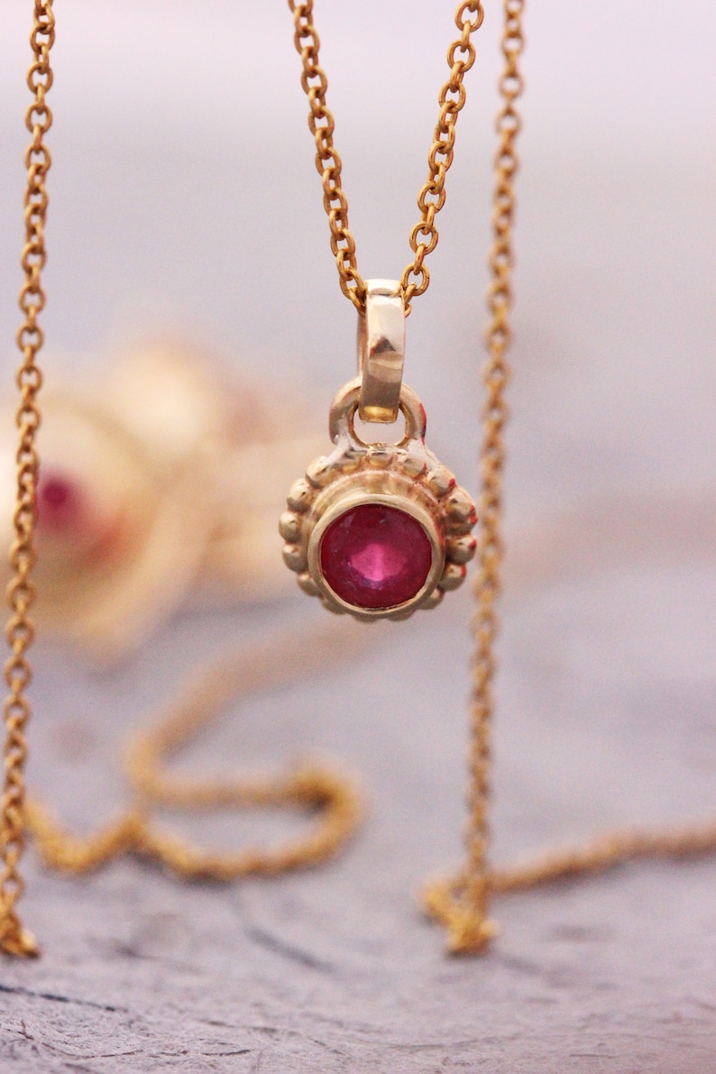 Ruby Necklace Solid Gold Necklace Ruby Gold Necklace Ruby | Etsy