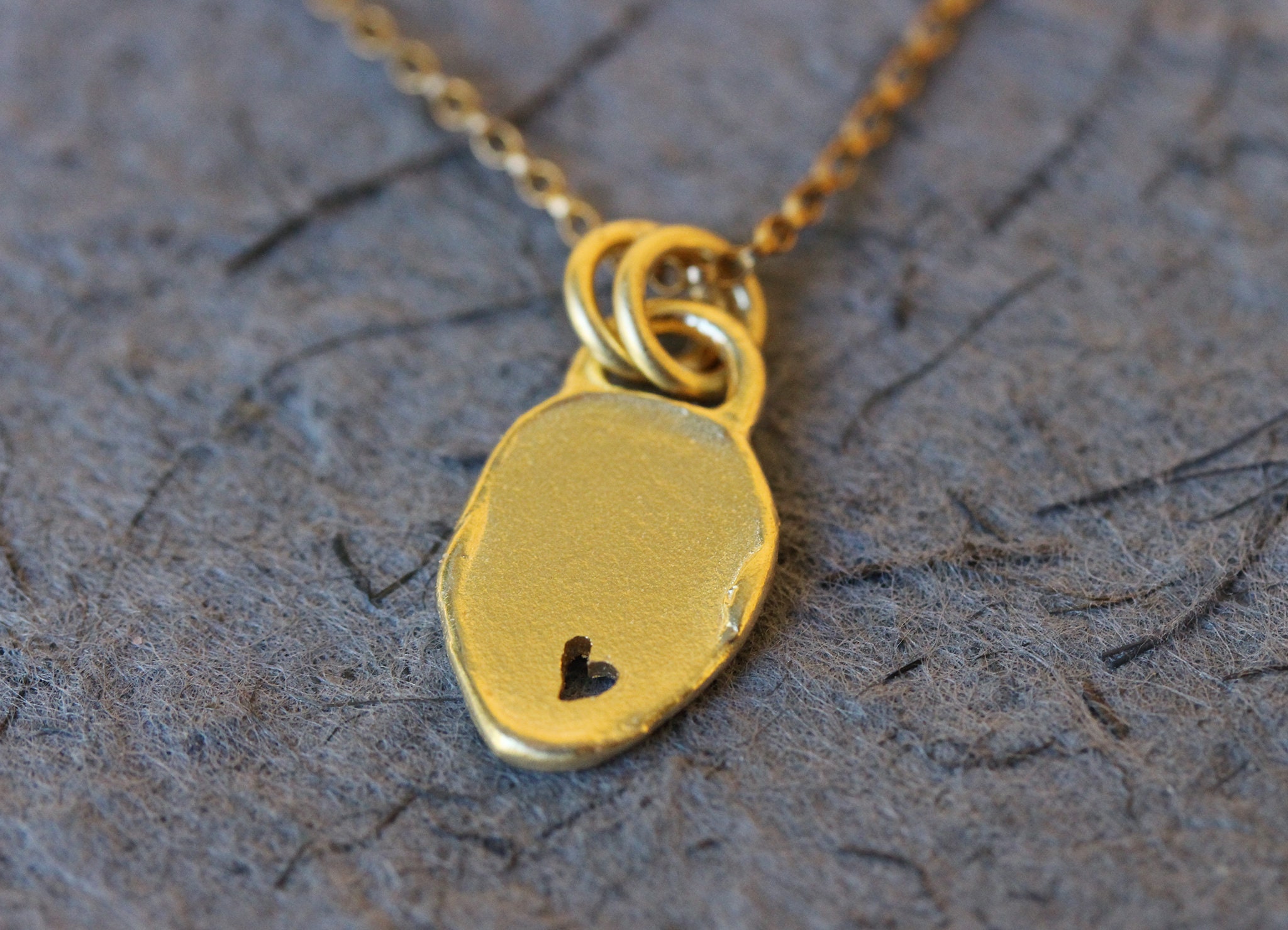Solid Gold Necklace Heart Necklace Gold Charm Necklace 18k Etsy