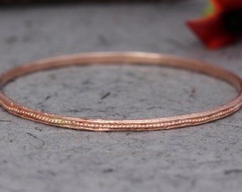 Rose Gold Bangle, Solid Gold Bracelet, Bracelet For Women, Antique Bracelet, 14k Gold Bangle, Gold Boho Bracelet, Rustic Bracelet, Dots