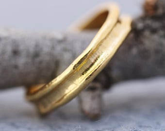 Unisex Rustic Organic Solid Gold Wedding Band