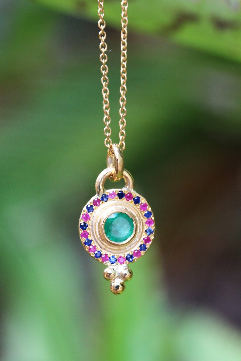 Gold Necklace for Women Solid Gold Necklace Multi Gemstone Etsy