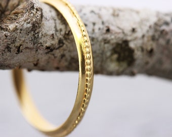 Gold Wedding Band, Wedding Bands Women, Unique Wedding Ring, Boho Wedding Band, dots Wedding Band, Thin Wedding Band, dainty wedding band