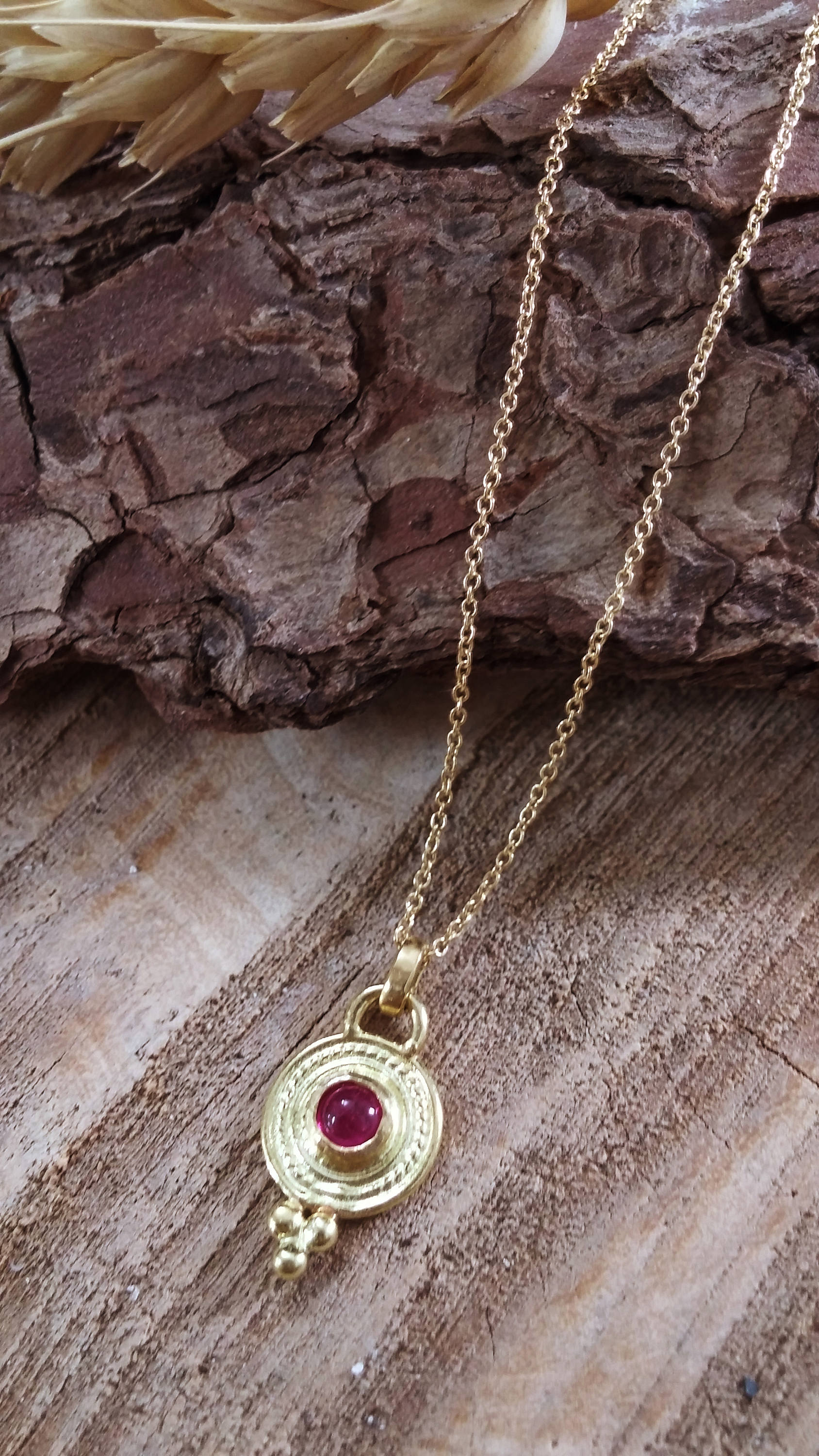 Ruby Necklace Gold Necklace 18k Yellow Gold Necklace Ruby | Etsy