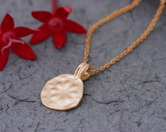 Rose Gold Necklace, 14k Gold Necklace, Gold Pendant Necklace, Flower Gold Pendant, Gold Necklace Women, Boho Gold Necklace, Antique, Solid