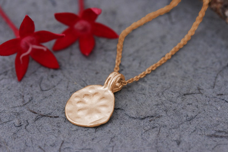 Rose Gold Necklace, 14k Gold Necklace, Gold Pendant Necklace, Flower Gold Pendant, Gold Necklace Women, Boho Gold Necklace, Antique, Solid 14k rose gold