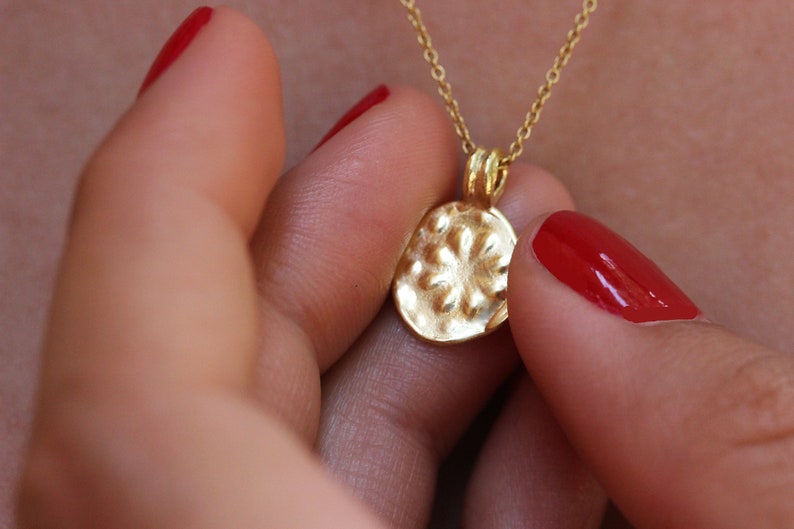 Rose Gold Necklace, 14k Gold Necklace, Gold Pendant Necklace, Flower Gold Pendant, Gold Necklace Women, Boho Gold Necklace, Antique, Solid image 5