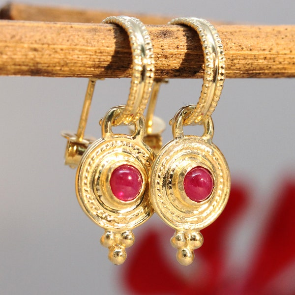 Gold Ruby Earrings - Etsy